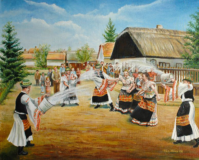 H. Czékmány Ilona: Húsvéti locsolkodás (Fotó: Facebook)