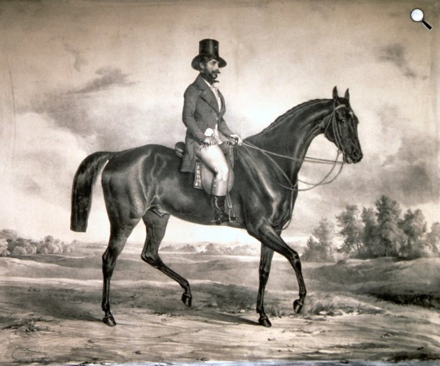Josef Kriehuber: Sándor Móric gróf (1895-1878) sászári és királyi kamarás,, európai hírű lovas, úszó és vadász (Fotó: Wikimedia)