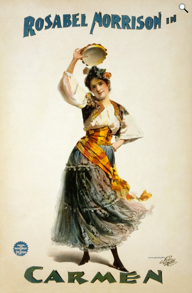George Bizet Carmen 1896-os drámai adaptációjához, Rosabel Morrison főszereplésével (Fotó: Wikimédia)