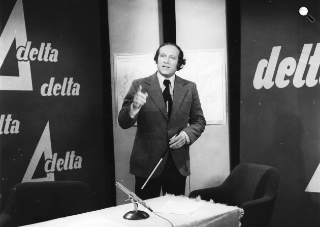 dr. Juhász Árpád geológus, a hazai természettudományos ismeretterjesztés egyik legjelentősebb alakja a Delta műsorban, 1979 (Fotó: Fortepan / Rádió és Televízió Újság)