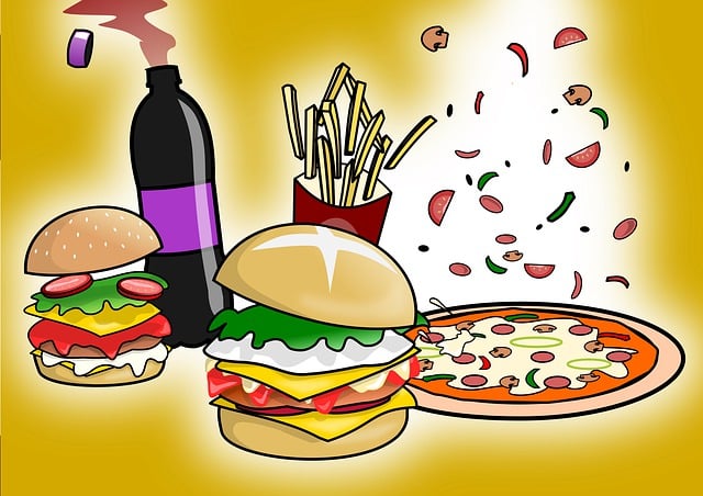 Gyorsétel, hamburger, pizza, kóla (Fotó: Pixabay)