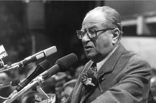 Bruno Kreisky (1911-1990) osztrák politikus egy kampányrendezvényen, 1983 (Fotó: Votava SPÖ Presse)