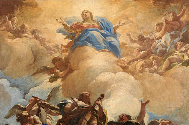 Luca Giordano: A Szűz Mária mennybevétele, 1698, részlet (Fotó: museodelprado.es)