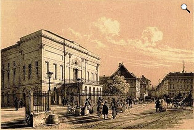 Népszínház (a későbbi Nemzeti Színház) a mai Blaha Lujza téren, Budapest, 1840 (Fotó: Nemzeti Színház)