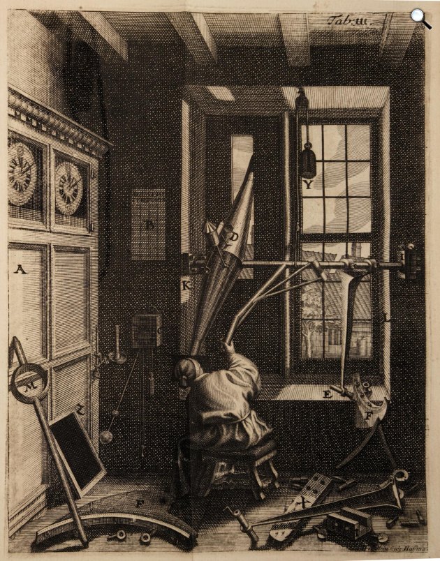 Olaf Römer (Ole Christensen Rømer) (1644-1710) dán csillagász, mérnök és köztisztviselő munka közben az obzervatóriumban, 1715 (Fotó: Wikimedia)