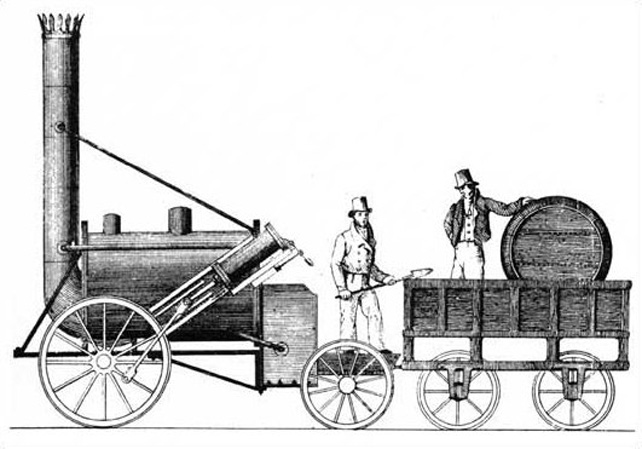 Robert Stephenson Rocket mozdonya (Stephenson rajza/Wikimedia)