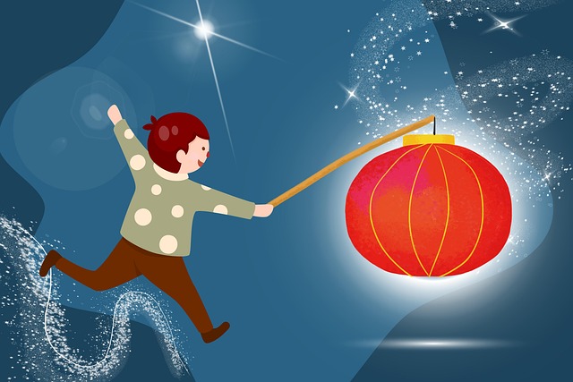 egy fiú játszik a lampionnal ( Fotó: ai, Pixabay)