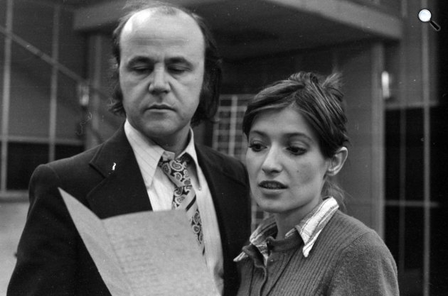 Haumann Péter és Kútvölgyi Erzsébet a Magyar Rádióban, 1975 (Fotó: Fortepan/Szalay Zoltán)