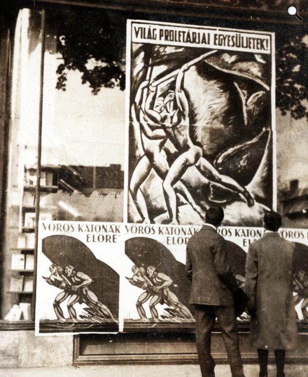 Pór Bertalan grafikája a Tanácsköztársaság idején a fővárosban, 1919 (Fotó: Fortepan/Péchy László)
