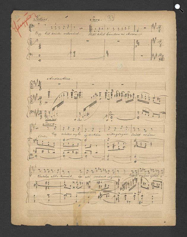 Részlet az István király c. opera zongorakivonatából (Fotó: OSZK)