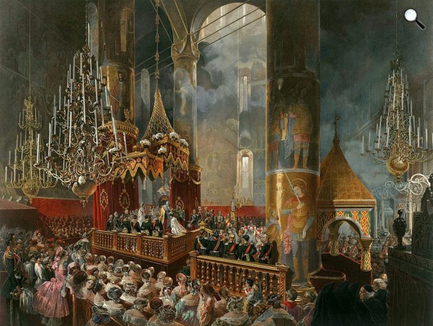 Zichy Mihály: Mária Alexandra koronázása Moszkvában, 1856 (Fotó:Wikimedia/ tuttartpitturasculturapoesiamusica.com)