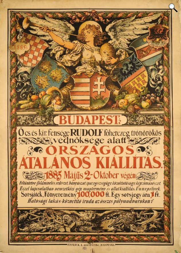 Budapest Országos Általános Kiállítás (grafikus Benczúr Gyula) reklámplakát (Fotó: OSZK)