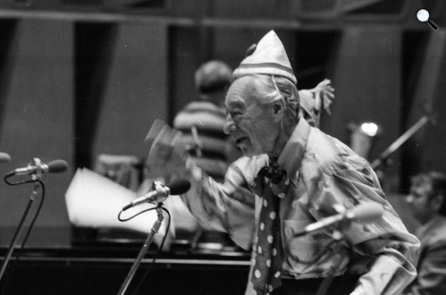 Csinn-Bumm Cirkusz felvételekor - Bilicsi Tivadar színművész, 1977 (Fotó: Fortepan/Szalay Zoltán)