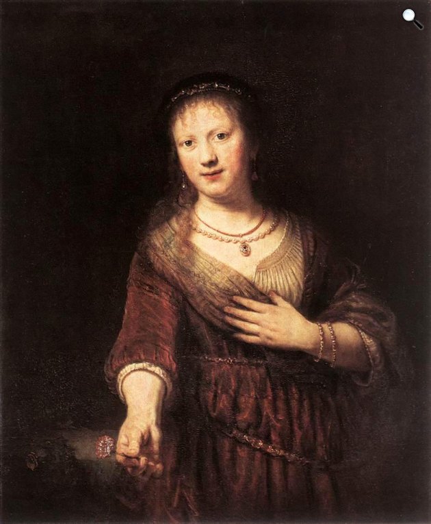 Rembrandt: Saskia portréja virággal, c. 1641 (Fotó: Wikimedia/Staatliche Kunstsammmlungen Dresden)