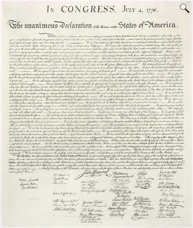 Az Amerikai Egyesült Államok függetlenségi nyilatkozata, 1776. július 4-én került jóváhagyásra (Fotó: Wikimedia)