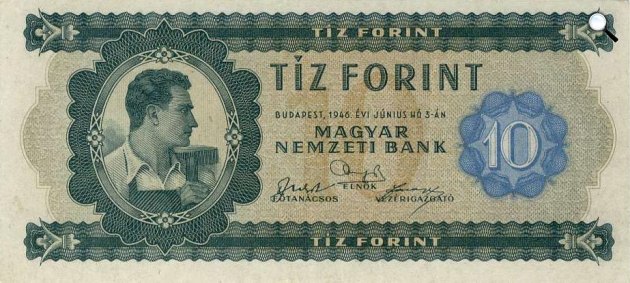 10 forint - 1946. augusztus 1-jén vezették be Magyarországon az új fizetőeszközt, a forintot (Fotó: Wikimedia/Magyar Nemzeti Bank)