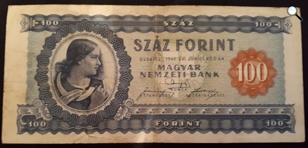 100 forint - 1946. augusztus 1-jén vezették be Magyarországon az új fizetőeszközt, a forintot (Fotó: Wikimedia Commons)