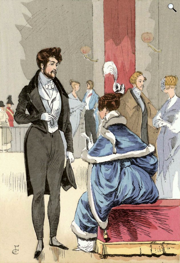 François Courboin: Dandyizmus a romantikus korban, egy bálteremben, 1834 (Fotó: Wikimedia/Brown University Library)