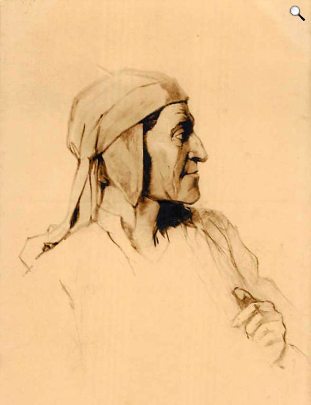 Dante Alighieri (1265-1321) itáliai költő, filozófus, részlet (Fotó: Wikimedia/képeslap/Fritz Heinrich Rumpf)