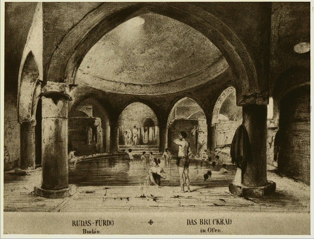 A Rudas fürdő egy 20. század eleji képeslapon, 1910 (Fotó: Wikimedia/Kiss Tamás-kit36a)